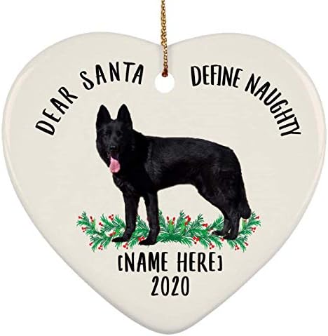 רועה גרמני מצחיק שחור שחור יקר סנטה הגדר מתנות שובבות 2023 קישוטי עץ חג המולד לב