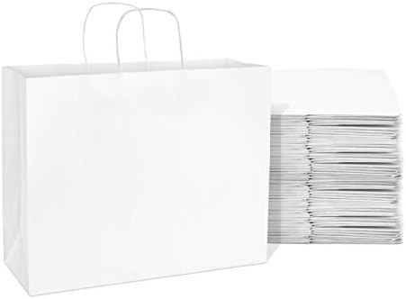 שקיות מתנה לבנות - 16x6x12 200 חבילות שקיות קניות גדולות של נייר קראפט גדול