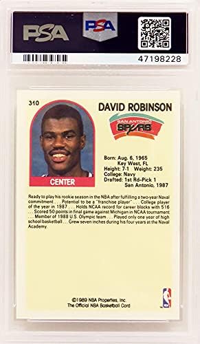 דייוויד רובינסון 1989 Hoops כדורסל 310 כרטיס טירון RC - PSA 10 פנינה מנטה