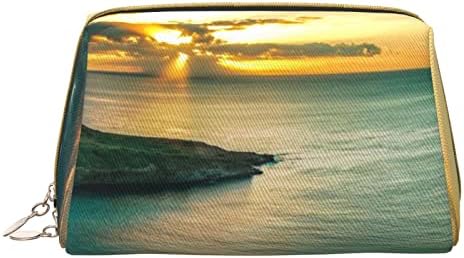 ASEELO SUNRISE מעל HANAUMA BAY OAHU HAWAII תיק קוסמטי קטן עור איפור ניידים תיק קוסמטיקה לנשים תיק איפור תיקי טיול תיק טיול תיק טלטול טלטול