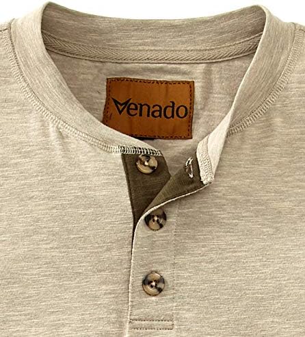 Venado Henley חולצות שרוול ארוך לגברים - גברים הנלי עם חומר גמיש