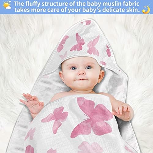 VVFELIXL מגבת ברדס ברדס פרפר ורוד סופג מגבות לתינוקות כותנה מגבת רחצה רכה לתינוק, פעוט 30x30in