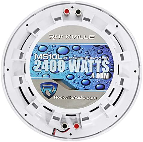 Rockville MS10LW 10 2400W ימי לבן/סירה 10 LED LED SUBWOOPER SUBWOOFER עם ROCKVILLE DBM12 2000W MONO AMPLIFIER W/COVER