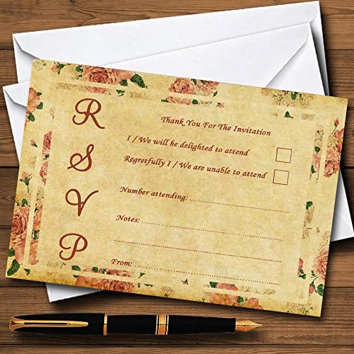 כרטיסי RSVP בהתאמה אישית של ורדים ורודים עם גלויה בהתאמה אישית