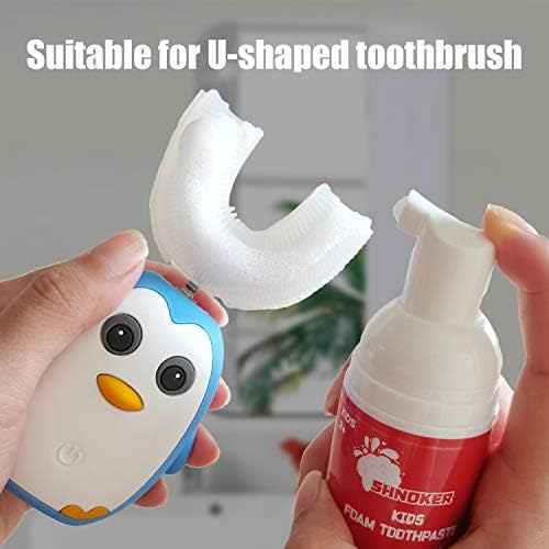 ילדים קצף משחת שיניים עם תות טעם, פלואוריד משלוח טבעי נוסחה, קצף משחת שיניים חשמלי מברשת שיניים
