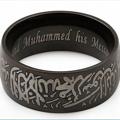 8 ממ שחור נירוסטה האסלאמי מוסלמי שחאדה טבעת