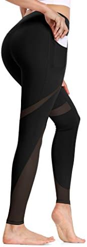 לאורך כושר חותלות יוגה ברשת נשים עם כיסי צד אימון בקרת בטן מפעיל מכנסי יוגה מותניים גבוהים של קפריס