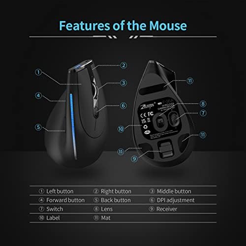 ארגונומי אנכי אלחוטי אופטי נטענת מחשב ימני עכבר
