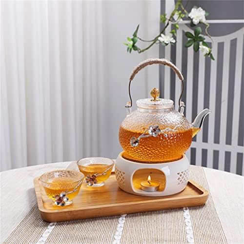 N/A סט תה צמחי מרפא בסגנון יפני עם פילטר בריאות פרח נרות נר חימום תה תנור מסעדת קומקום פירות