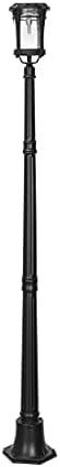 GAMA SONIC AURORA מנורה חיצונית מנורה פוסט אור עם ערכת אור עם עוגן EZ מקדח בקרקע ואור לבן חם 2700K, אלומיניום יצוק שחור, מתאים 3 אינץ