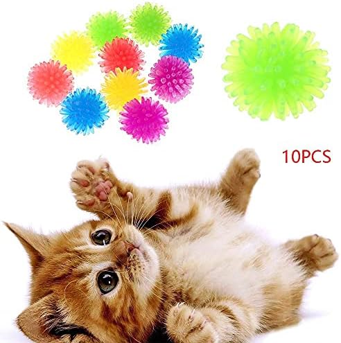 10 יחידים מצחיקים צעצועי חיית מחמד מצחיקים כדור אלסטי סחיטת כדור סחוט כדור צבעוני רך רך לחתול לחתע צעצוע TPR לחתלתול, גור, חתולים, כלבים