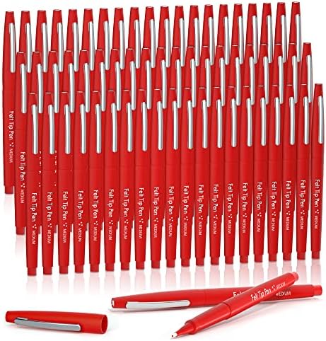 ליליקס הרגיש טיפ עטים, 60 אדום עטים, 0.7 מ מ בינוני נקודת הרגיש עטים, הרגיש טיפ סמני עטים עבור ביומן, כתיבה, רישום הערות, מתכנן, מושלם