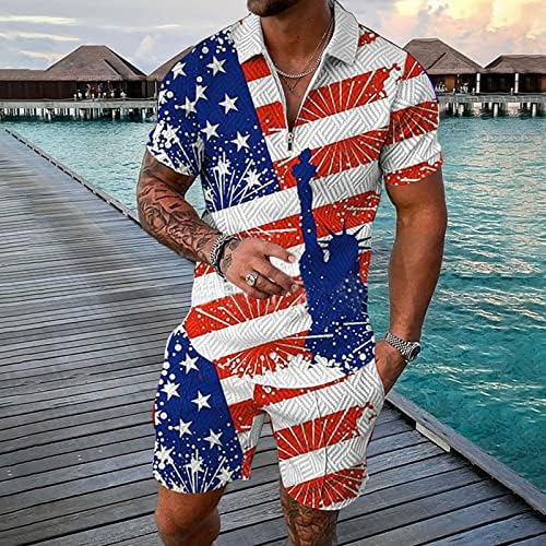 חולצות טשירט בקיץ BMISEGM לגברים יום העצמאות של גברים פנוי באופנה ואופנת קיץ פנאי חוף הים