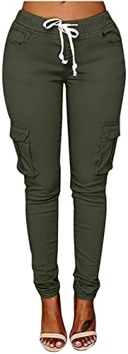 CHGBMOK מכנסיים בעלי המותניים הגבוהים לנשים נמתחים מכנסיים רזים עם מכנסי עיפרון של כיס דש מכנסי אימון נוחים