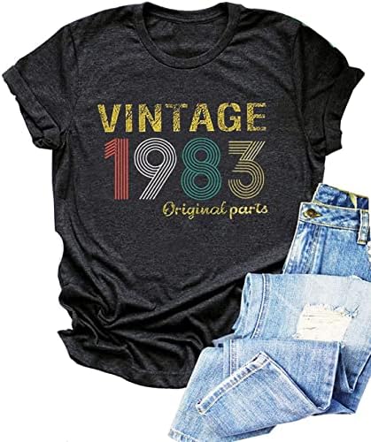 בציר 1983 חולצה לנשים 40 יום הולדת חולצות נשים מתנת רעיון חולצות מסיבת יום הולדת רטרו טי חולצות