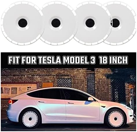 תואם לדגם Tesla 3 2018-2022 4 יחידות HubCap ביצוע גלגל החלפת רכב 18 אינץ 'רכב רכב מלא אביזרי כיסוי שפה מלא