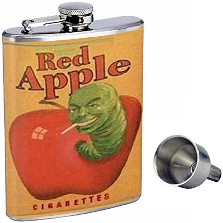 אדום אפל סיגריה ירוק תולעת שלמות בסגנון 8 עוז נירוסטה ויסקי בקבוק עם משלוח משפך ד-021