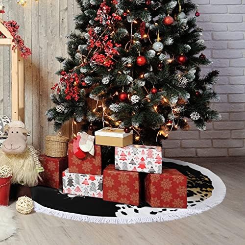 יגואר עץ חג המולד מחצלת חצאית עץ עץ עץ עם גדילים לקישוט חג המולד של מסיבת חג 48 x48