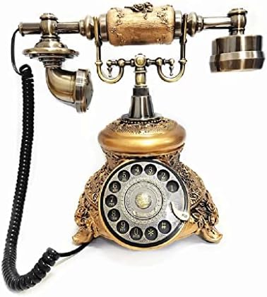 Houkai עתיק טלפונים מוזהבים טלפון רטרו וינטג 'טלפון שולחן חיוג סיבוב