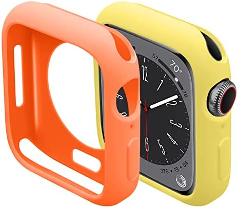 מארז סיליקון רך עם 2 חבילות תואם ל- Apple Watch 40 ממ לגברים נשים, מארז פגוש מגן TPU דק במיוחד עבור IWatch 6 5 4 SE, כתום וצהוב