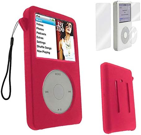 למקרה של iPod Classic, כיסוי מקרה של סיליקון לעור של Apple iPod Classic 6th 7th 80GB, 120GB דק 160GB ו- iPod Video 5th 30GB + מגן מסך