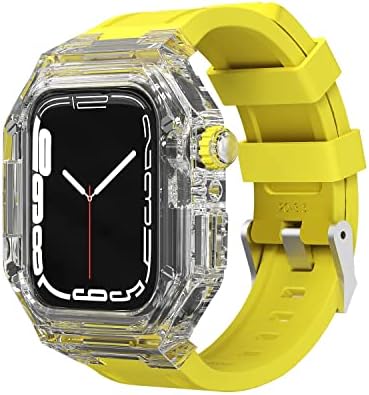 Zedevb חדש 44 ממ 45 ממ 41 ממ 40 ממ 40 ממ יוקרה שקוף רצועת פלואורובבר לרצועת Apple Watch Series 8/7 Iwatch SE 6 5 4 Sports Band Mod Kit