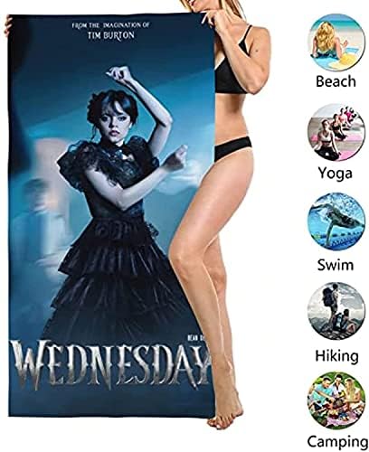 יום רביעי מגבת חוף Addams, מבוגרים בהתאמה אישית, ללא חול, קל משקל, קומפקטי, בריכת שחייה, שמיכת מגבת חוף, נסיעה חיצונית לחג