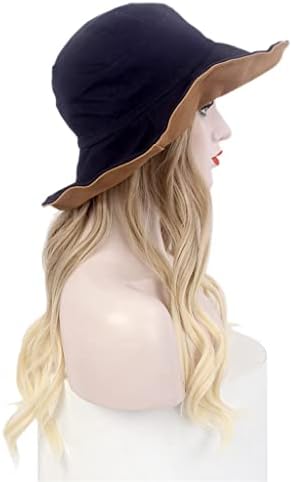 לרכוש גבירותיי שיער כובע אחד שחור צל דייג כובע פאה בתוספת כובע ארוך מתולתל זהב פאת כובע אחד