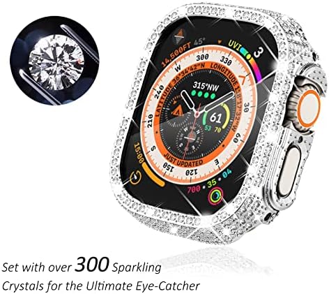 מארז SURACE 49 ממ תואם למארז Apple Watch Ultra, מארז Bling עם יותר מ -400 יהלומי קריסטל פגוש כיסוי מגן תואם ל- Apple Watch Ultra