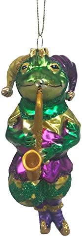 דצמבר יהלומי ג'סטר צפרדע עם קישוט חג המולד של סקסופון זכוכית 7980446