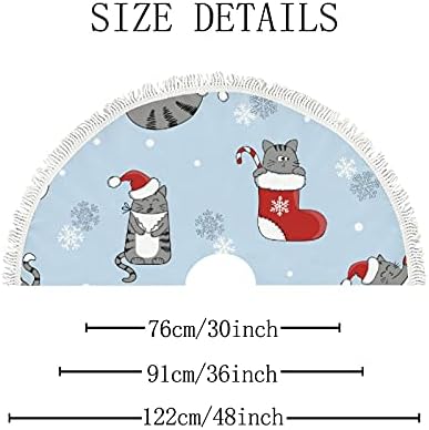 חצאית עץ חג המולד של ואנטסו חתולים חמודים של חג מולד חמוד חצאית עץ חג המולד עם מחצלת עץ ציצית לעיצוב הבית המסיבה 48 אינץ '