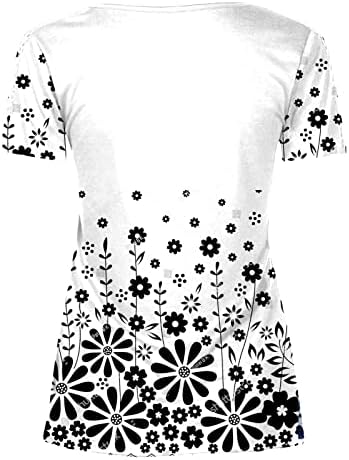 צמרות טוניקה מזדמנות לנשים 2023 שרוול קצר בקיץ חולצות הנלי זורמות רופפות חולצות פרחוניות חמודות לחותלות