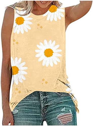 גופיות פרחי קיץ שורשיות לנשים בכושר רופף בכושר מזדמן עם שרוולים גרפיים ללא שרוולים נוחים חולצות אפוד ללבוש עם ג'ינס