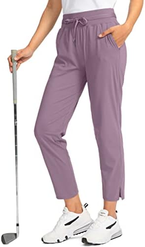 מכנסי גולף לנשים Soothfeel עם 4 כיסים 7/8 נתיב מכנסי טרנינג נזכנו על מכנסי עבודה אתלטים לנשים לנשים