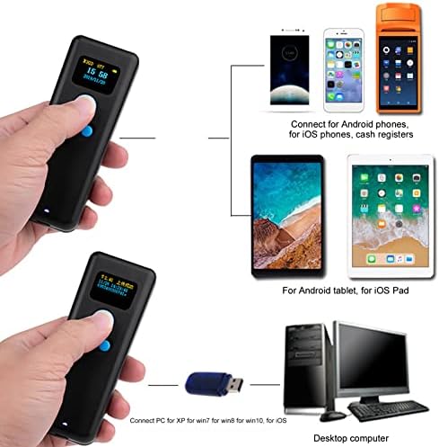 קורא ברקוד USB, פענוח מהיר בפענוח Bluetooth Barcode Scanner 3 ב 1 לטלפון חכם