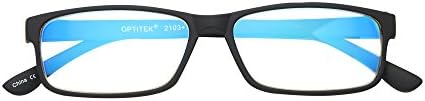 שמור משקפי משקפי Optitek קורא משקפי קריאה מלבניים, שחור, 53.975 ממ + 1.25