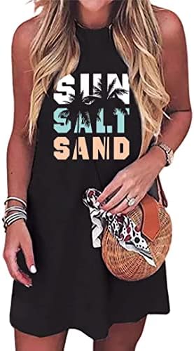 שמש מלח חול קוקוס עץ טנק מיני שמלה לנשים ללא שרוולים חוף פראטי חולצות קיץ חופשה קצר מיני שמלות
