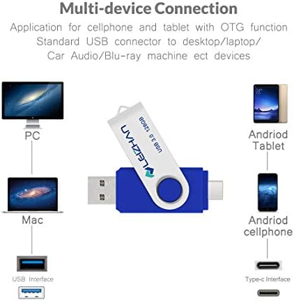 Leizhan 3.0 כונן הבזק USB 256 ג'יגה -בייט, מקל צילום מסוג C לטלפון אנדרואיד Huawei P30 P20, Samsung Galaxy S10, S9, Note 9, S8, S8 Plus,
