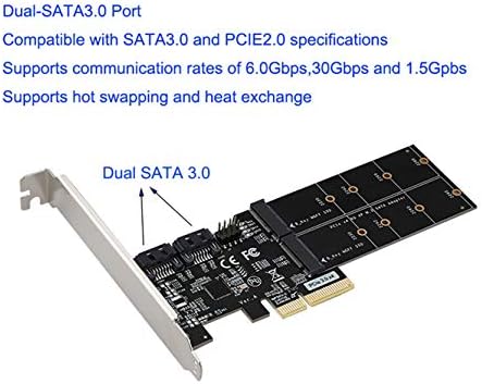 Ulansen 4in1 DUAL M.2 NGFF SSD+ כפול SATAIII 6G SSD/HDD ל- PCI Express 4X מתאם ממיר עם סוגר פרופיל נמוך למחשב שולחני