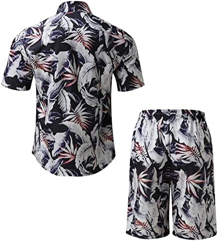2 תלבושות לחתיכות לגברים מכנסיים קצרים קביעת גברים אביב חליפת קיץ מזדמנים חוף הוואי נוער טרופי מזדמן מטומטם ו