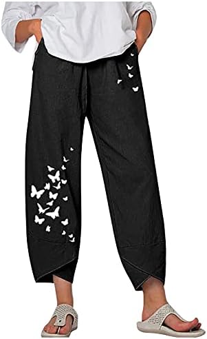 רונגקסי רחב רגל רחב אופנה מזדמן כותנה פשתן נשים הדפס רופף ומכנסיים מכנסיים נשים המריצות מכנסיים