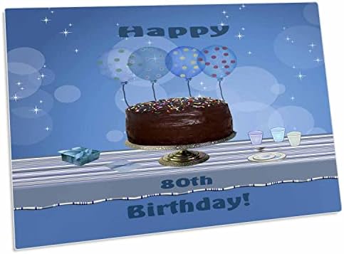 3רוז מסיבת יום הולדת 80 עם עוגת שוקולד וכחול. - משטח שולחן מחצלות מקום