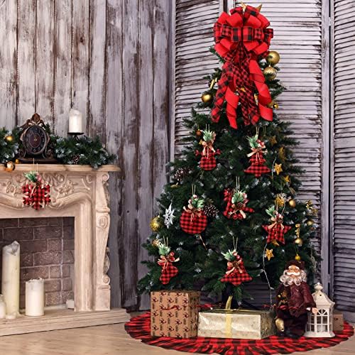 עץ חג המולד טופר קשת חצאית עץ חג המולד משובץ משובץ זר עץ חג מולד גדול קשת קשת תלייה משאלות עץ עץ צ'יפס חג המולד עץ עץ בופלו קישוט משובץ