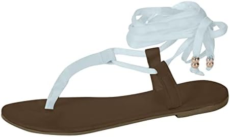 RBCULF נשים הכפכפות סנדלים שטוחים בתוספת גודל קיץ צבע אחיד רצועת רגל רצועה ברך ברך בוהן פתוחה להחליק על שקופיות נעליים