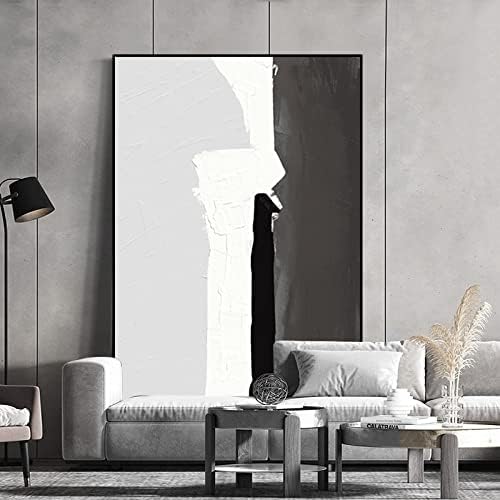 ציור שמן צבוע ביד-על אמנות קיר בד שחור-לבן מופתע ציורים דקורטיביים בגודל גדול גודל בעבוד