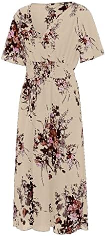 שמלת קיץ לנשים 2023 פלוס אופנה גודל נשות פרחים מודפסים עם צווארון V שמלה מזדמנת של שרוול קצר מס '1