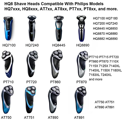 להבי HQ8 משודרגים, ראשי החלפה של HQ8 לסדרת פיליפס Norelco Series HQ8 HQ7 Shavers, 3 חבילה עם מברשת