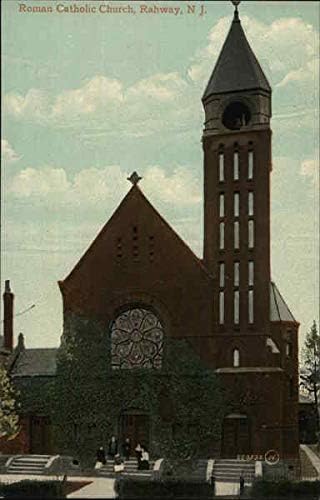 הכנסייה הרומית הקתולית Rahway, ניו ג'רזי NJ גלויה עתיקה מקורית