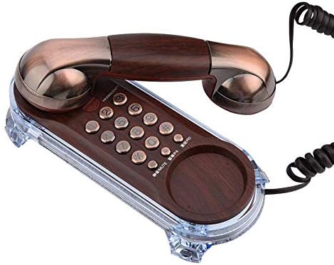 טלפון חוט עתיק, טלפון אלגנטי בגודל מיני גודל רטרו סגנון רטרו קווי טלפון קווי קו עם כפתורי מתכת וכחול שיחה תחתונה תחתונה למלון היתי
