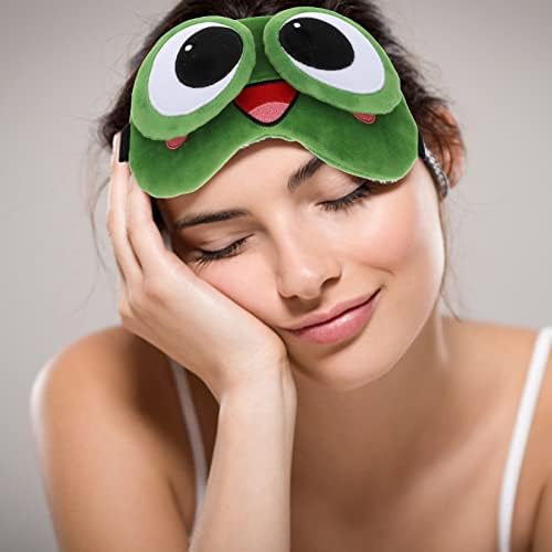 Exceart 1pc מצויר מקסים עין שינה, צפרדע ירוקה מצליעה מצליעה מעיניים טלאי עיניים מכסה שינה כיסוי עיניים לילדים בני נוער בנות מטוס טיול